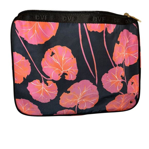 diane von furstenberg pink floral print large makeup zip pouch bag - Picture 1 of 5